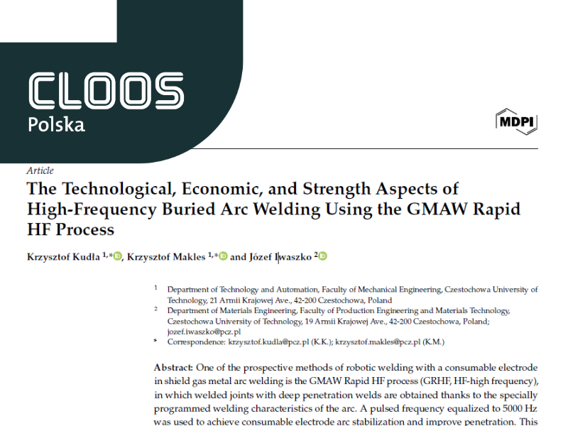 The Technological, Economic, and Strength Aspects of High-Frequency Buried Arc Welding Using the GMAWRapid HF Process The Technological, Economic, and Strength Aspects of High-Frequency Buried Arc Welding Using the GMAWRapid HF Process